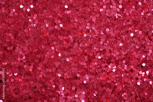 A vibrant red background adorned with an abundance of sparkling red glitter, creating a festive and eye-catching effect. 