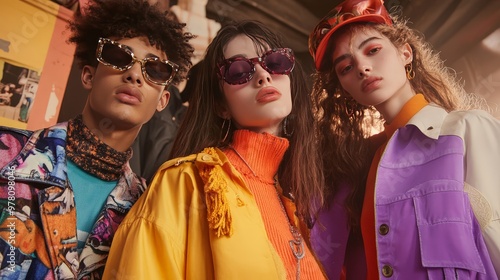 Wallpaper Mural A vibrant, youthful fashion scene with Gen Z individuals displaying their unique style through bold clothing choices and creative accessories. Torontodigital.ca