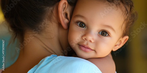 Caregiver's Tenderness: A nurse tenderly cradling an infant in her arms, her gentle smile radiating warmth.