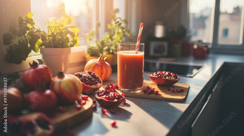 a healthy smoothie made with pomegranate juice a healthy smoothie made with pomegranate juice