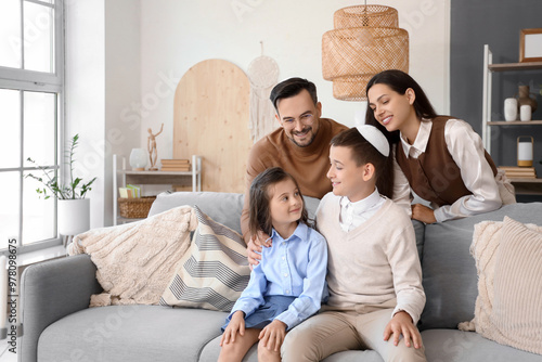 Happy Jewish parents with t...