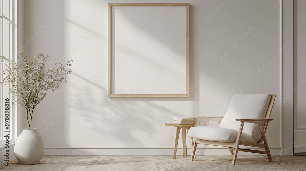 Fototapeta premium Mock up frame in cozy home interior background