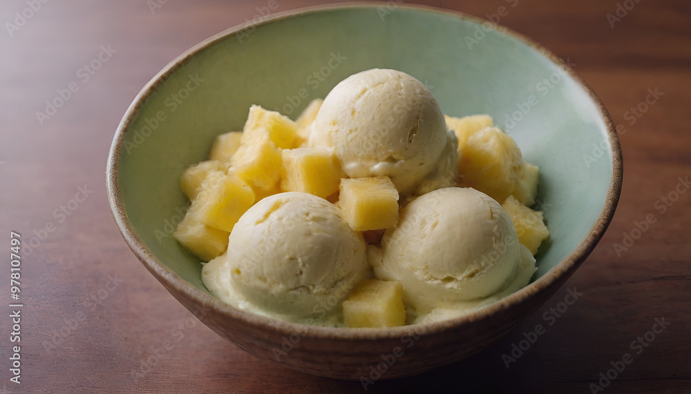 bowl of pineapple ice cream bowl of pineapple ice cream