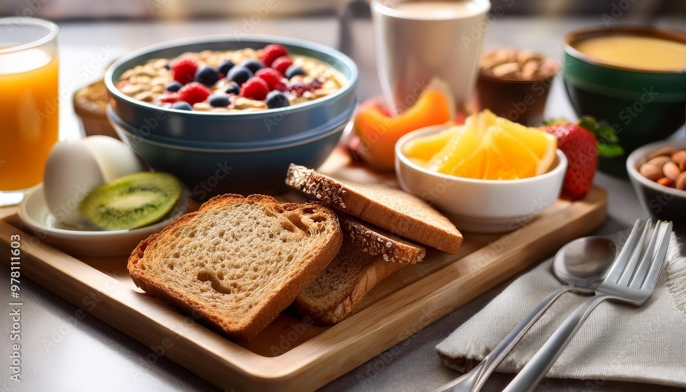 Satisfying gluten-free breakfast options with depth of field featuring healthy ingredients and delicious flavors Satisfying gluten-free breakfast options with depth of field featuring healthy ingredients and delicious flavors
