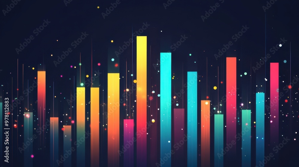 A digital bar graph illustrating customer growth, with colorful bars showing increases over time. A digital bar graph illustrating customer growth, with colorful bars showing increases over time.