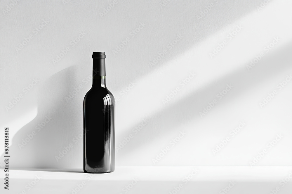A minimalist setup featuring a single bottle on a clean backdrop with soft lighting effects A minimalist setup featuring a single bottle on a clean backdrop with soft lighting effects