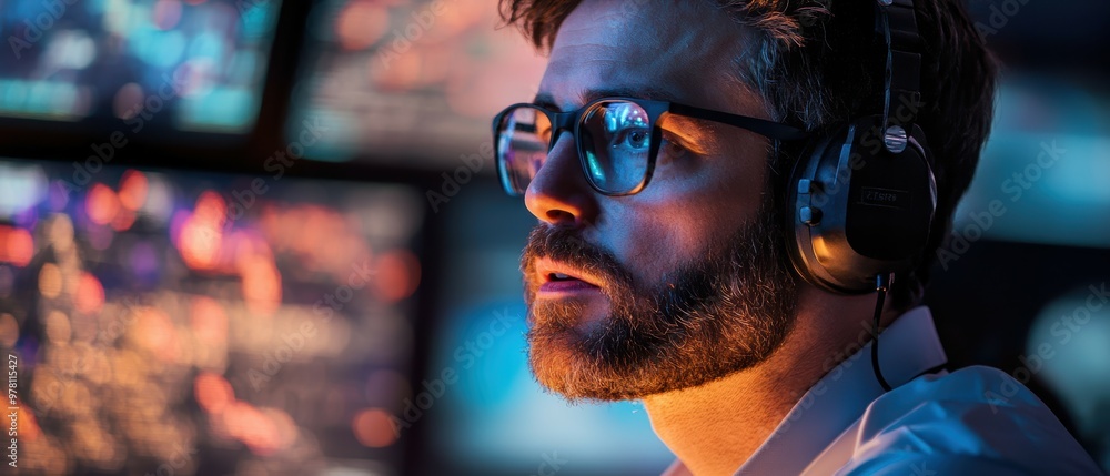 Air traffic controllers managing multiple flights on radar screens Air traffic controllers managing multiple flights on radar screens