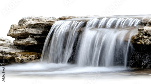 Majestic Waterfall Flowing Through Rugged Rocks in Serene Nature Scenery