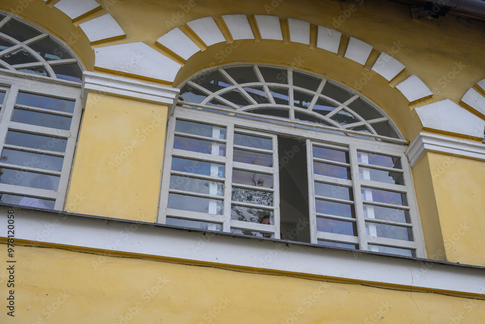 Fototapeta premium Sliding castle window in the castle.