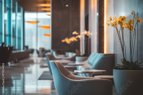 Luxurious Airport Lounge with Plush Seating and Elegant Decor for a Premium Travel Experience