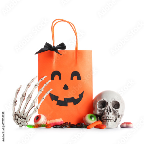 Orange shopping bag with ca...