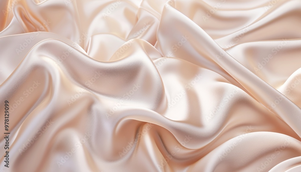 Soft white satin fabric in gentle folds Soft white satin fabric in gentle folds