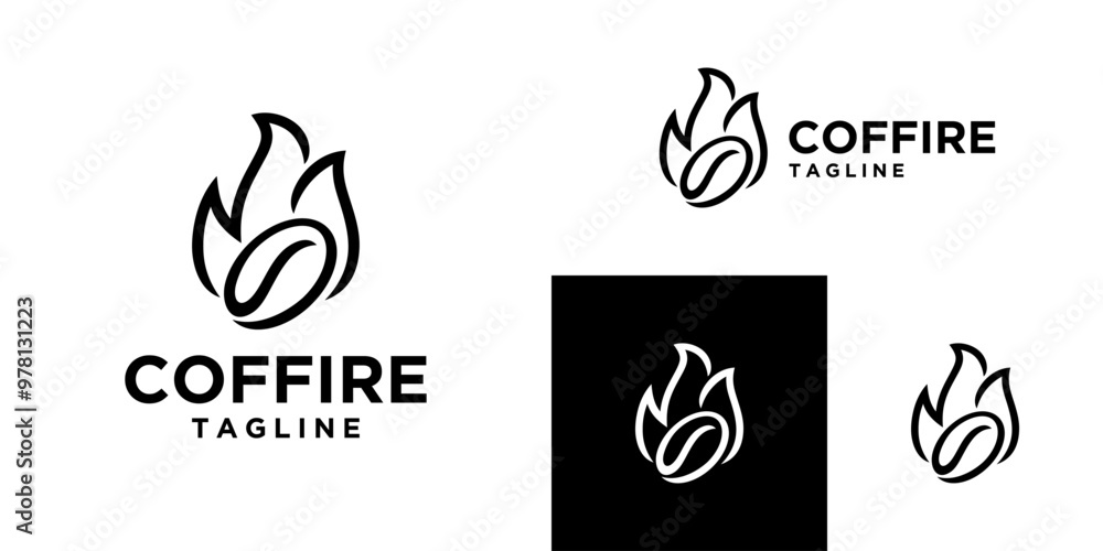 Vector design template of coffee bean logo combination with embers, drink, hot, restaurant, dish. Icon symbol EPS 10. Vector design template of coffee bean logo combination with embers, drink, hot, restaurant, dish. Icon symbol EPS 10.