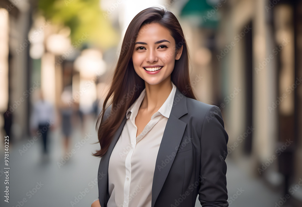 A professional young business woman portrait. A young woman with a warm smile. She has long hair. Her expression is friendly and approachable, showcasing her clear skin and bright eyes. A professional young business woman portrait. A young woman with a warm smile. She has long hair. Her expression is friendly and approachable, showcasing her clear skin and bright eyes.