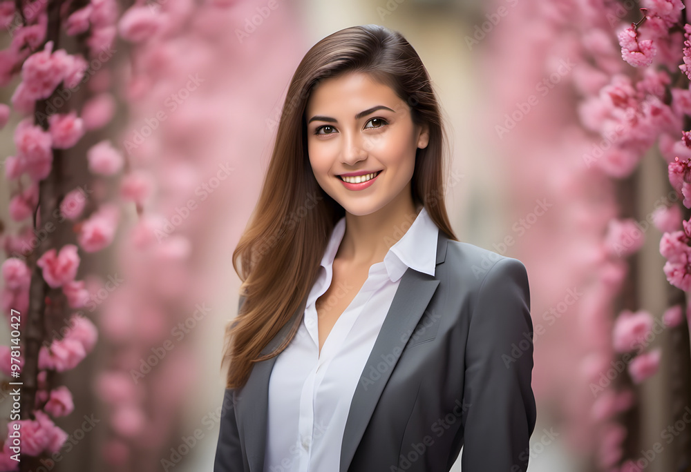 A professional young business woman portrait. A young woman with a warm smile. She has long hair. Her expression is friendly and approachable, showcasing her clear skin and bright eyes. A professional young business woman portrait. A young woman with a warm smile. She has long hair. Her expression is friendly and approachable, showcasing her clear skin and bright eyes.