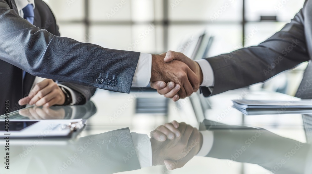 Partners shaking hands in a modern office Partners shaking hands in a modern office