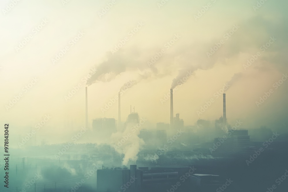 smog and pollution at city skyline