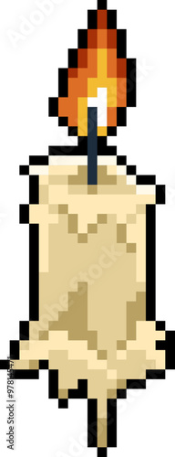 Halloween Wax Candle Pixel 8bit Illustration.