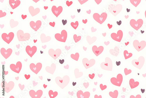 Cute love heart seamless pattern illustration. Cute romantic pink hearts background print.