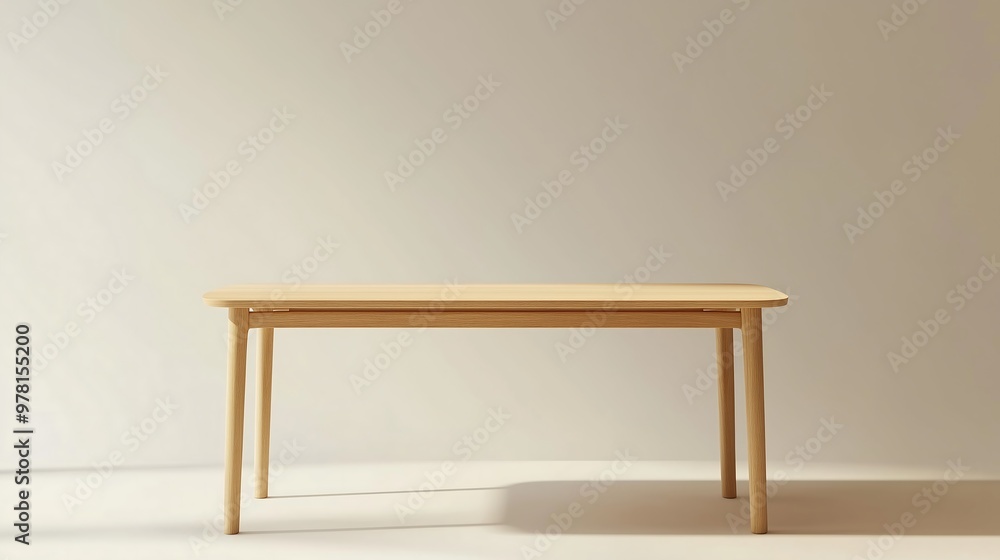 Minimalist Wooden Table in Sunlit Room with Shadow Play Minimalist Wooden Table in Sunlit Room with Shadow Play