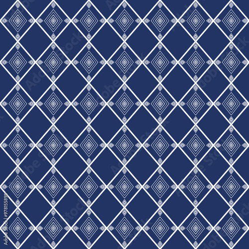 pattern in ethnic concept. There are geometric shapes in this ethnic pattern makes it looks Indian style This ethnic design is suitable for textile industry, fashion industry and also home decorating