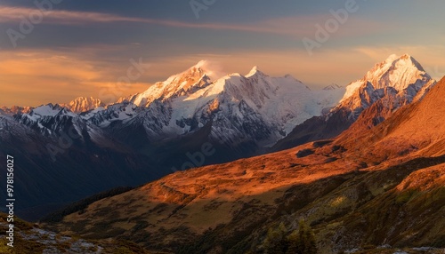 Wallpaper Mural Snow-capped peaks in a remote mountain range, surrounded by untouched wilderness Torontodigital.ca