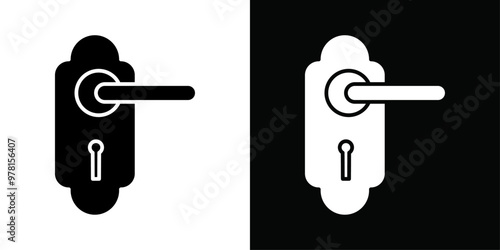 Door knob icon Vector flat thin line illustration