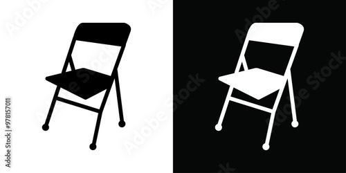 folding chair icon Vector flat thin line illustration