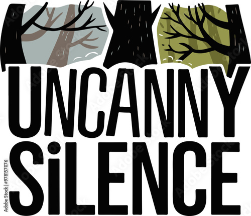 Vector Art of Uncanny Silence in Forest Landscape