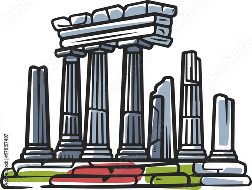 Stylized Vector Illustration of Ancient Greek Columns