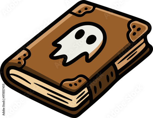 Mystical Book with Ghost Design in Vector Style
