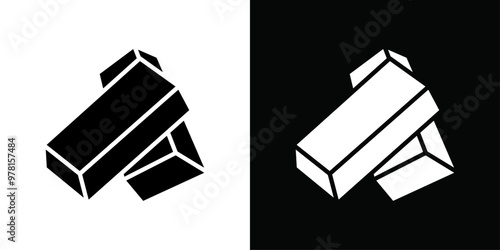 gold bars icon Vector flat thin line illustration