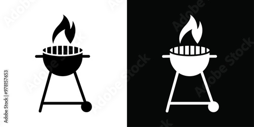 grill icon Vector flat thin line illustration