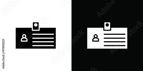 Identification card icon Vector flat thin line illustration