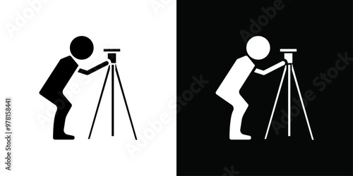 land surveyor icon Vector flat thin line illustration