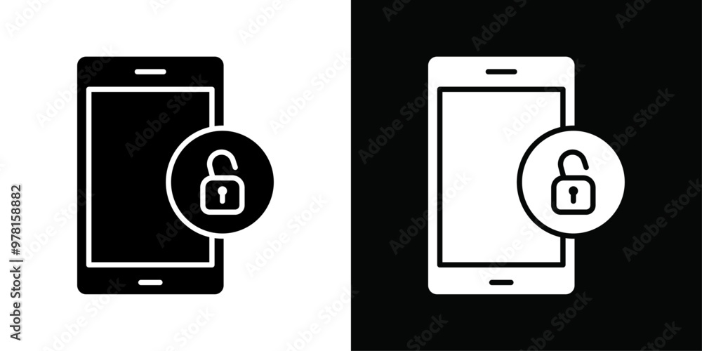 Mobile Unlock icon Vector flat thin line illustration Mobile Unlock icon Vector flat thin line illustration