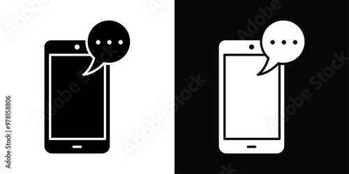 Message phone icon Vector flat thin line illustration