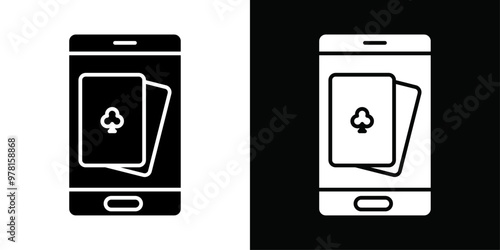 Mobile casino icon Vector flat thin line illustration