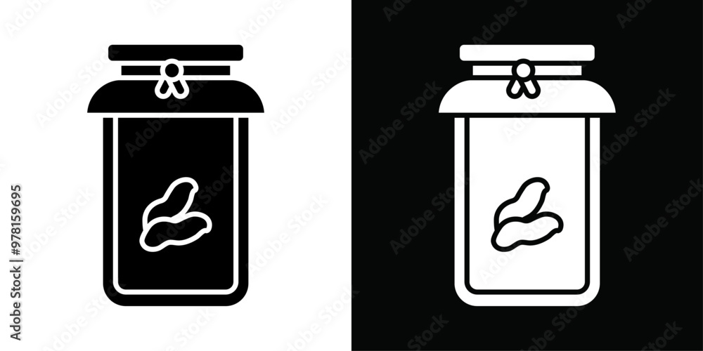 Peanut butter icon Vector flat thin line illustration Peanut butter icon Vector flat thin line illustration