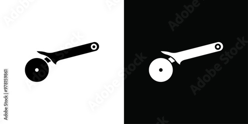 Pizza Cuttier icon Vector flat thin line illustration