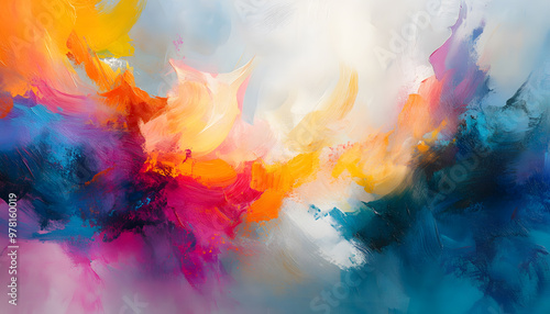 Abstract Art: A splash of bold and pastel colors in abstract forms, creating a visually dynamic and artistic aesthetic