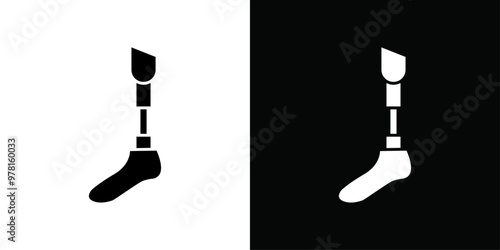 Prosthetic leg icon Vector flat thin line illustration