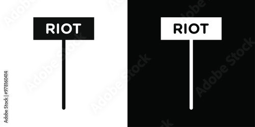 Riot sign icon Vector flat thin line illustration