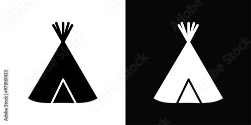 Teepee icon Vector flat thin line illustration