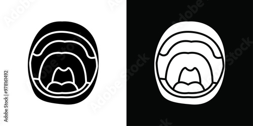 Throat oral mouth icon Vector flat thin line illustration