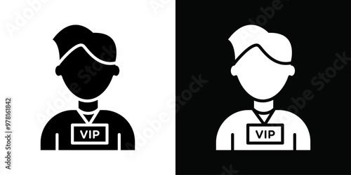 vip person icon Vector flat thin line illustration
