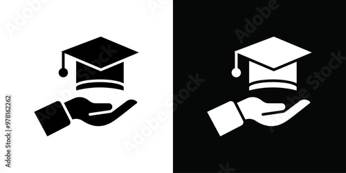 Accessible or free education icon Vector flat thin line illustration
