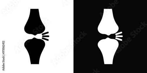 Arthritis knee joint pain icon Vector flat thin line illustration