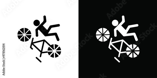 becycle accident icon Vector flat thin line illustration