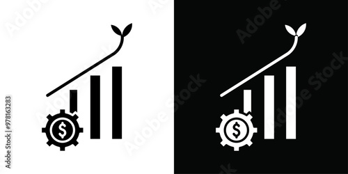 Business Investments growth Icon Vector flat thin line illustration